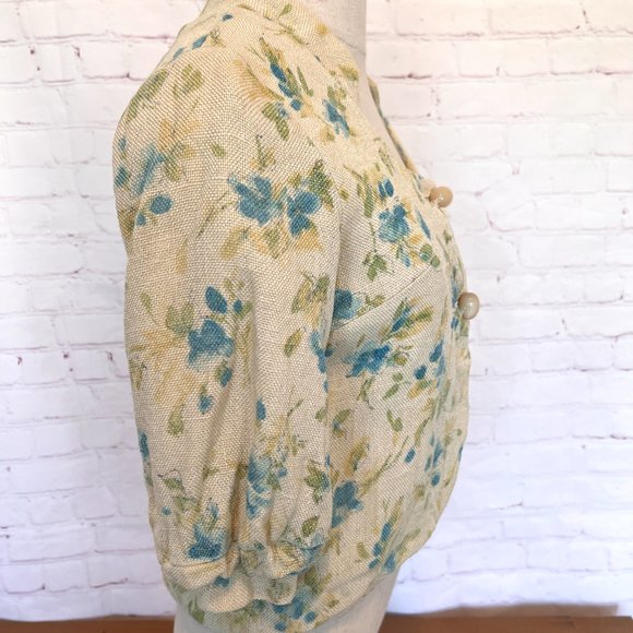 70's Soft Yellow Crop Button Up Top - Size Small - Picture 5 of 13